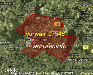 Vorwahlkarte 07546 – Oberteuringen