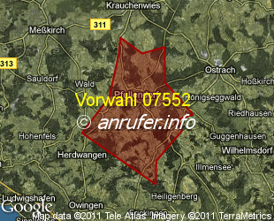 Vorwahlkarte 07552 – Pfullendorf