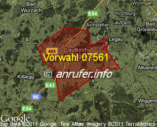 Vorwahlkarte 07561 – Leutkirch im Allgäu