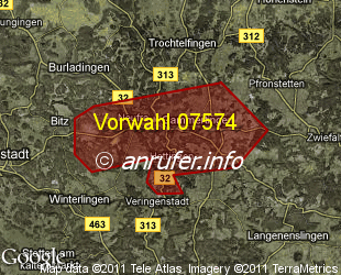 Vorwahlkarte 07574 – Gammertingen