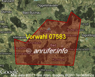 Vorwahlkarte 07583 – Bad Schussenried
