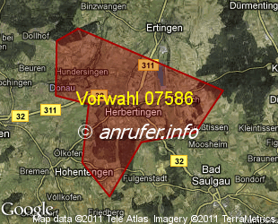 Vorwahlkarte 07586 – Herbertingen