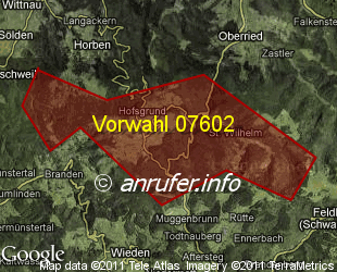 Vorwahlkarte 07602 – Oberried Breisgau