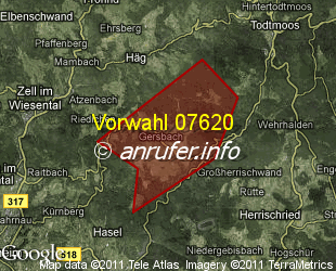 Vorwahlkarte 07620 – Schopfheim-Gersbach