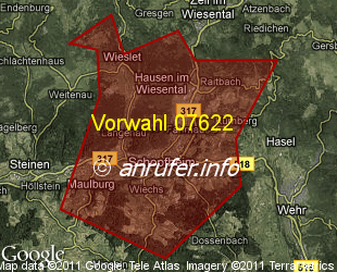 Vorwahlkarte 07622 – Schopfheim