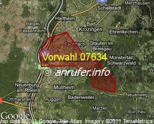 Vorwahlkarte 07634 – Sulzburg