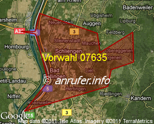 Vorwahlkarte 07635 – Schliengen