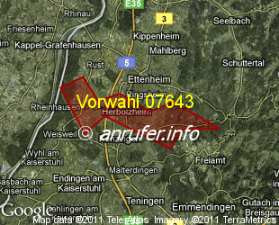 Vorwahlkarte 07643 – Herbolzheim Breisgau