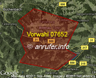 Vorwahlkarte 07652 – Hinterzarten