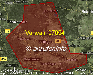 Vorwahlkarte 07654 – Löffingen