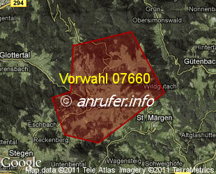 Vorwahlkarte 07660 – St Peter Schwarzw