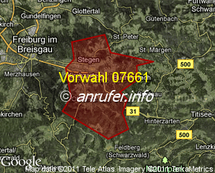 Vorwahlkarte 07661 – Kirchzarten