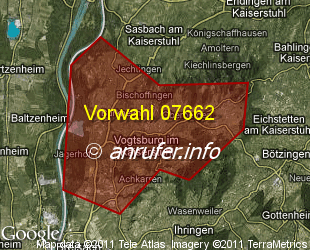 Vorwahlkarte 07662 – Vogtsburg im Kaiserstuh