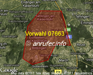 Vorwahlkarte 07663 – Eichstetten