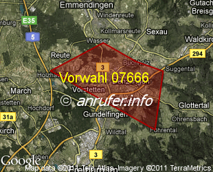 Vorwahlkarte 07666 – Denzlingen