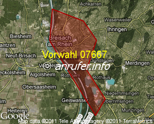 Vorwahlkarte 07667 – Breisach am Rhein