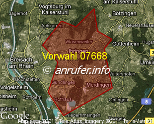 Vorwahlkarte 07668 – Ihringen