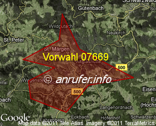 Vorwahlkarte 07669 – St Märgen