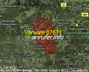 Vorwahlkarte 07671 – Todtnau