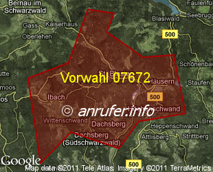 Vorwahlkarte 07672 – St Blasien