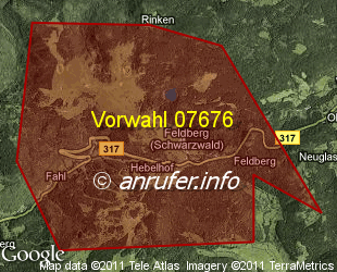 Vorwahlkarte 07676 – Feldberg Schwarzwald