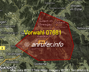 Vorwahlkarte 07681 – Waldkirch Breisgau