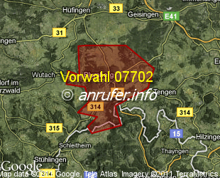 Vorwahlkarte 07702 – Blumberg Baden