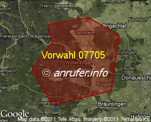 Vorwahlkarte 07705 – Wolterdingen Schwarzw