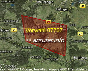 Vorwahlkarte 07707 – Bräunlingen