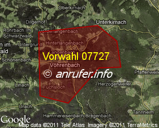 Vorwahlkarte 07727 – Vöhrenbach