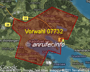 Vorwahlkarte 07732 – Radolfzell am Bodensee