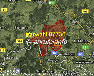 Vorwahlkarte 07736 – Tengen