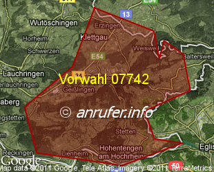 Vorwahlkarte 07742 – Klettgau