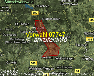 Vorwahlkarte 07747 – Berau