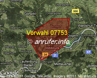 Vorwahlkarte 07753 – Albbruck