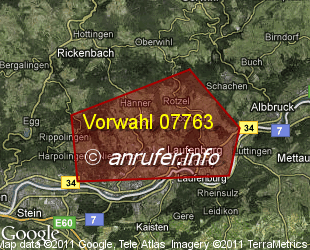 Vorwahlkarte 07763 – Murg