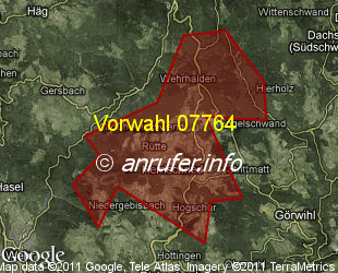 Vorwahlkarte 07764 – Herrischried