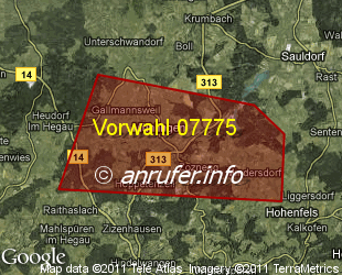 Vorwahlkarte 07775 – Mühlingen