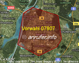 Vorwahlkarte 07807 – Neuried Ortenaukreis