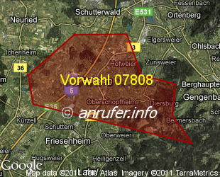 Vorwahlkarte 07808 – Hohberg b Offenburg