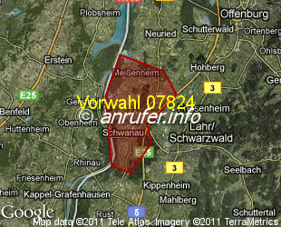 Vorwahlkarte 07824 – Schwanau