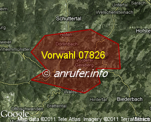 Vorwahlkarte 07826 – Schuttertal