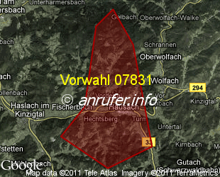 Vorwahlkarte 07831 – Hausach