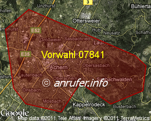 Vorwahlkarte 07841 – Achern