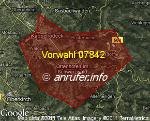 Vorwahlkarte 07842 – Kappelrodeck