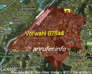 Vorwahlkarte 07844 – Rheinau