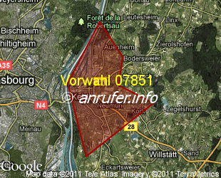 Vorwahlkarte 07851 – Kehl