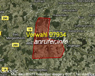 Vorwahlkarte 07934 – Weikersheim