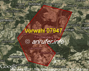 Vorwahlkarte 07947 – Forchtenberg