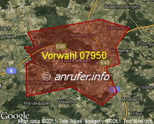 Vorwahlkarte 07950 – Schnelldorf